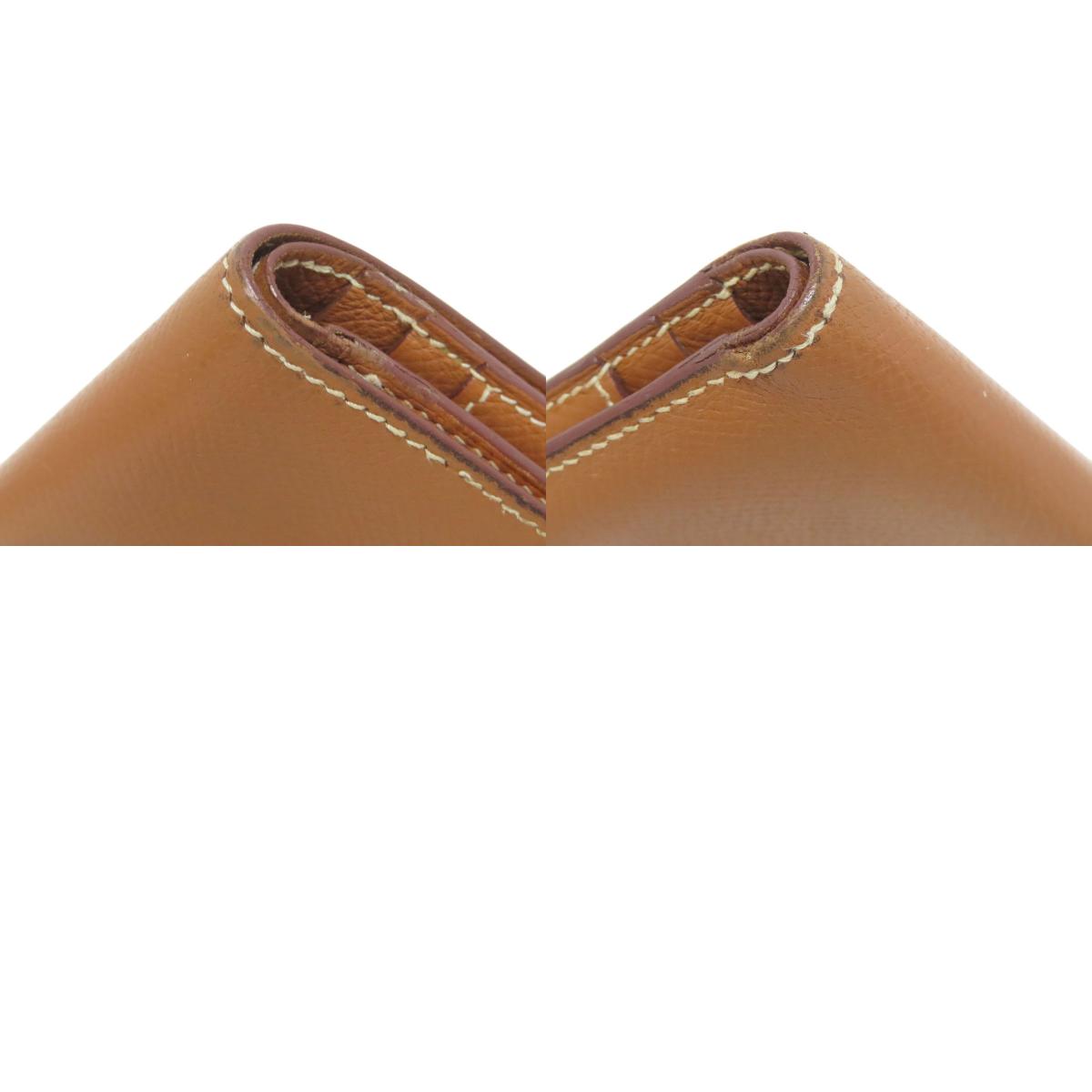 HERMES Bearn Compact Gold GoldHardware Bifold Wallet with Coin Pocket Epsom Ladies [Used]