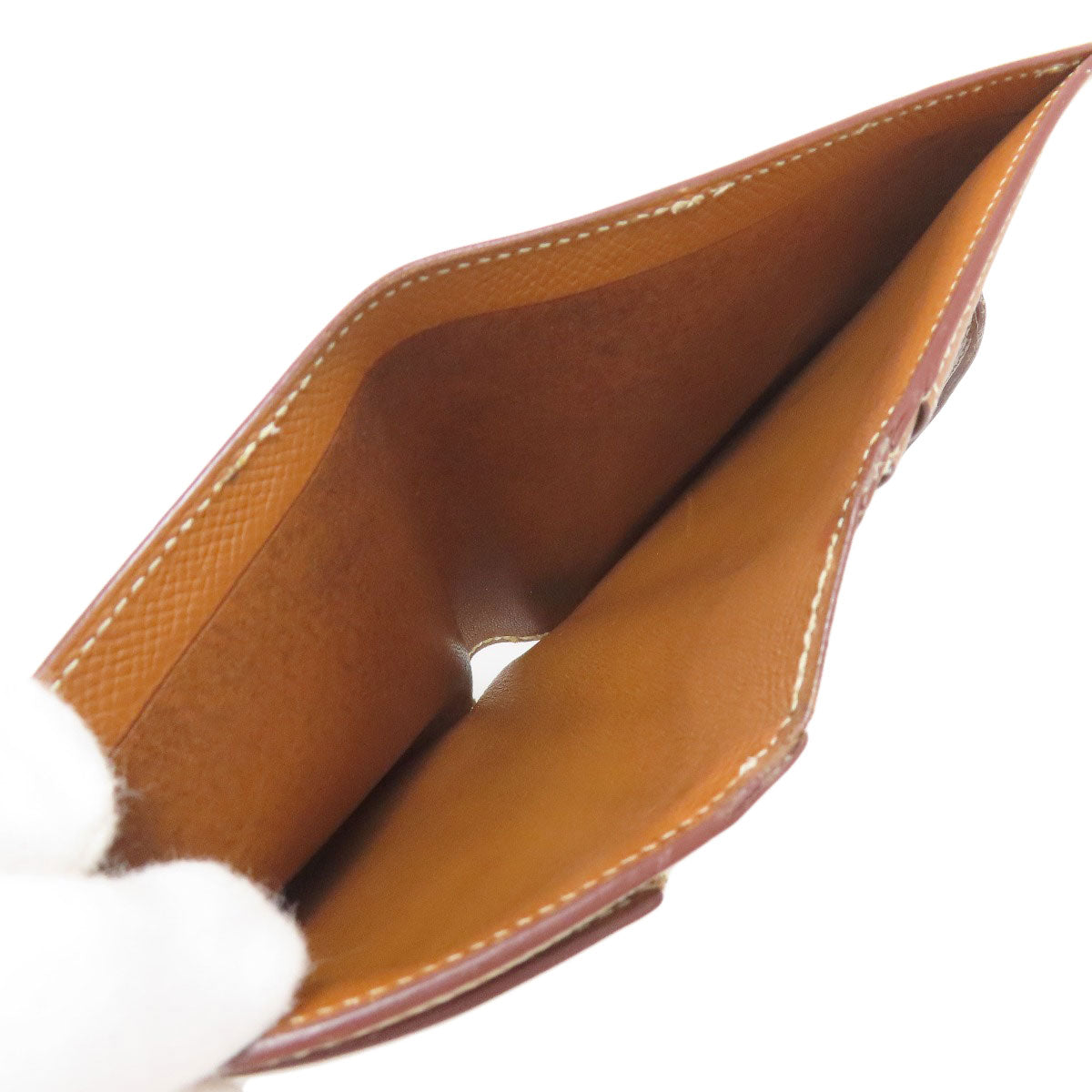 HERMES Bearn Compact Gold GoldHardware Bifold Wallet with Coin Pocket Epsom Ladies [Used]