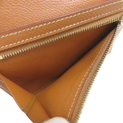 HERMES Bearn Compact Gold GoldHardware Bifold Wallet with Coin Pocket Epsom Ladies [Used]
