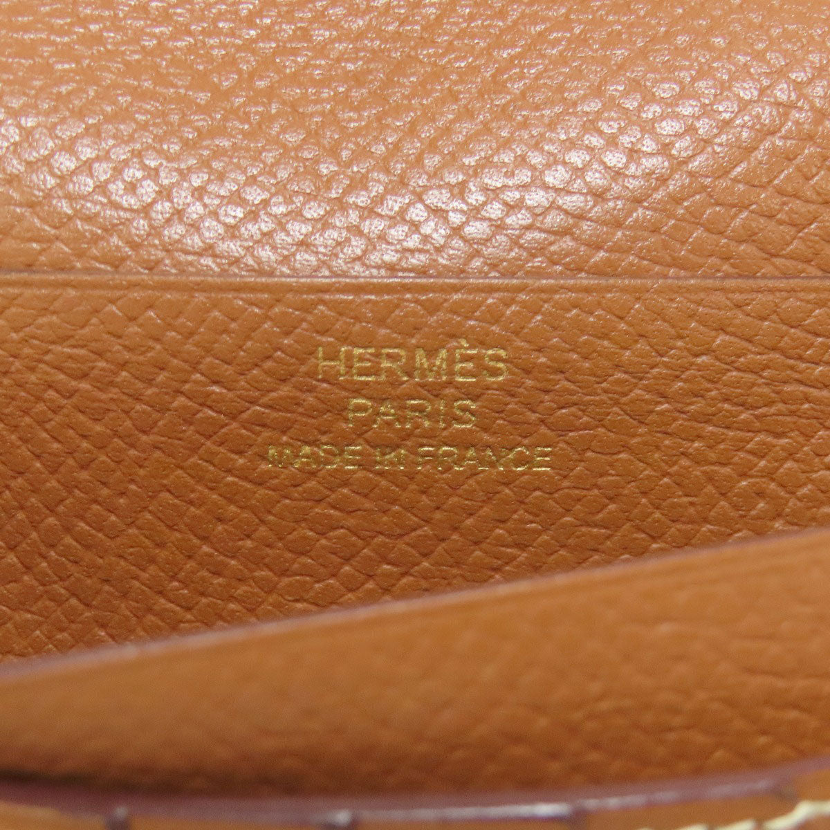 HERMES Bearn Compact Gold GoldHardware Bifold Wallet with Coin Pocket Epsom Ladies [Used]