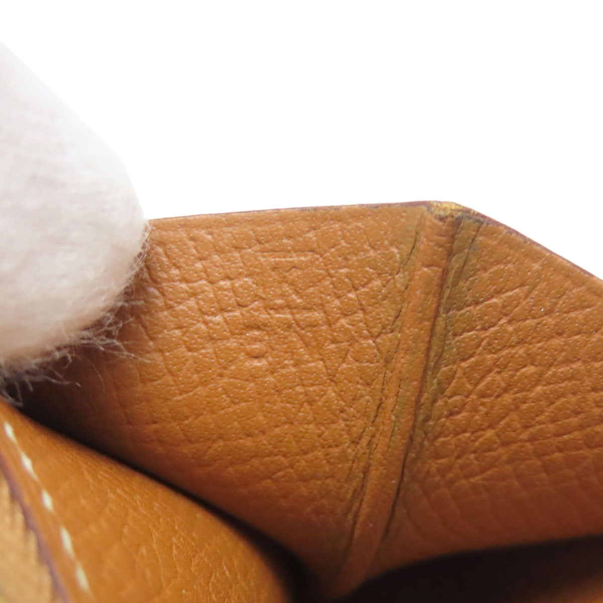 HERMES Bearn Compact Gold GoldHardware Bifold Wallet with Coin Pocket Epsom Ladies [Used]