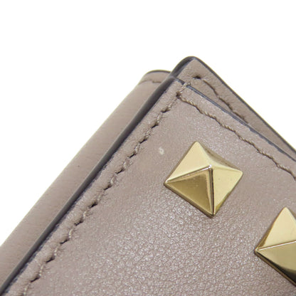 VALENTINO Compact wallet studs Bifold Wallet with Coin Pocket Leather Ladies [Used]