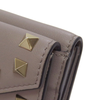 VALENTINO Compact wallet studs Bifold Wallet with Coin Pocket Leather Ladies [Used]