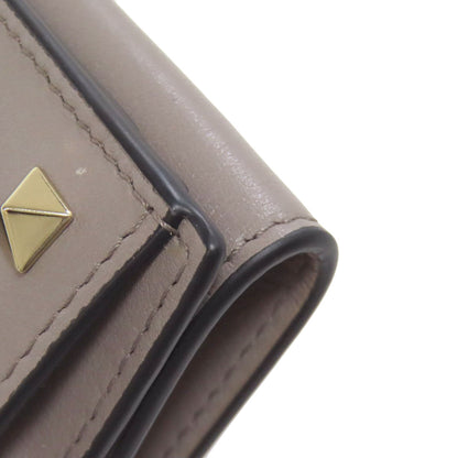 VALENTINO Compact wallet studs Bifold Wallet with Coin Pocket Leather Ladies [Used]