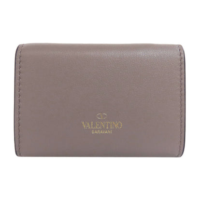 VALENTINO Compact wallet studs Bifold Wallet with Coin Pocket Leather Ladies [Used]