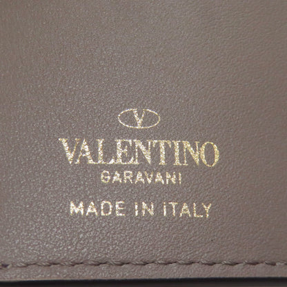 VALENTINO Compact wallet studs Bifold Wallet with Coin Pocket Leather Ladies [Used]