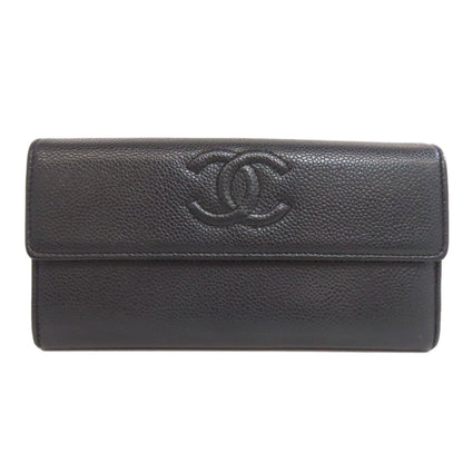 CHANEL COCO Mark SilverHardware Long wallet (with coin pocket) Grained Calfskin Skin Ladies [Used]