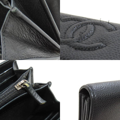 CHANEL COCO Mark SilverHardware Long wallet (with coin pocket) Grained Calfskin Skin Ladies [Used]