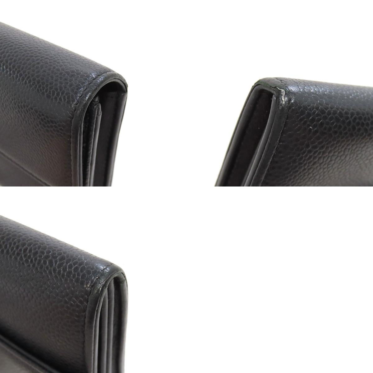 CHANEL COCO Mark SilverHardware Long wallet (with coin pocket) Grained Calfskin Skin Ladies [Used]