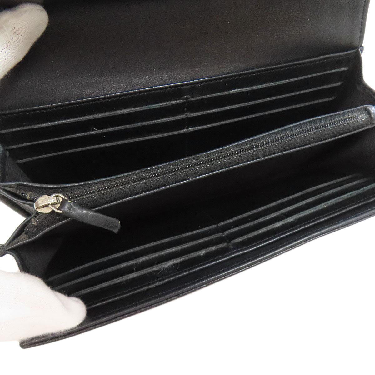 CHANEL COCO Mark SilverHardware Long wallet (with coin pocket) Grained Calfskin Skin Ladies [Used]