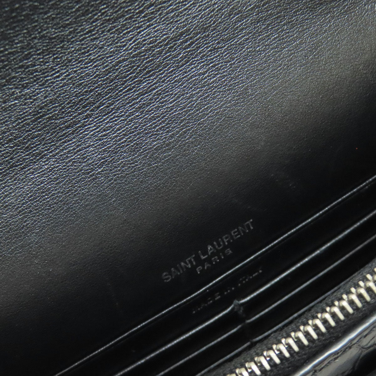 YVES SAINT LAURENT Chain Wallet Embossed Long wallet (with coin pocket) Calf Ladies [Used]