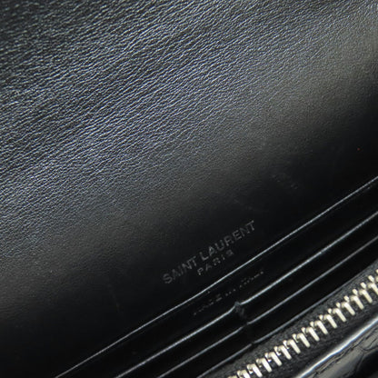 YVES SAINT LAURENT Chain Wallet Embossed Long wallet (with coin pocket) Calf Ladies [Used]