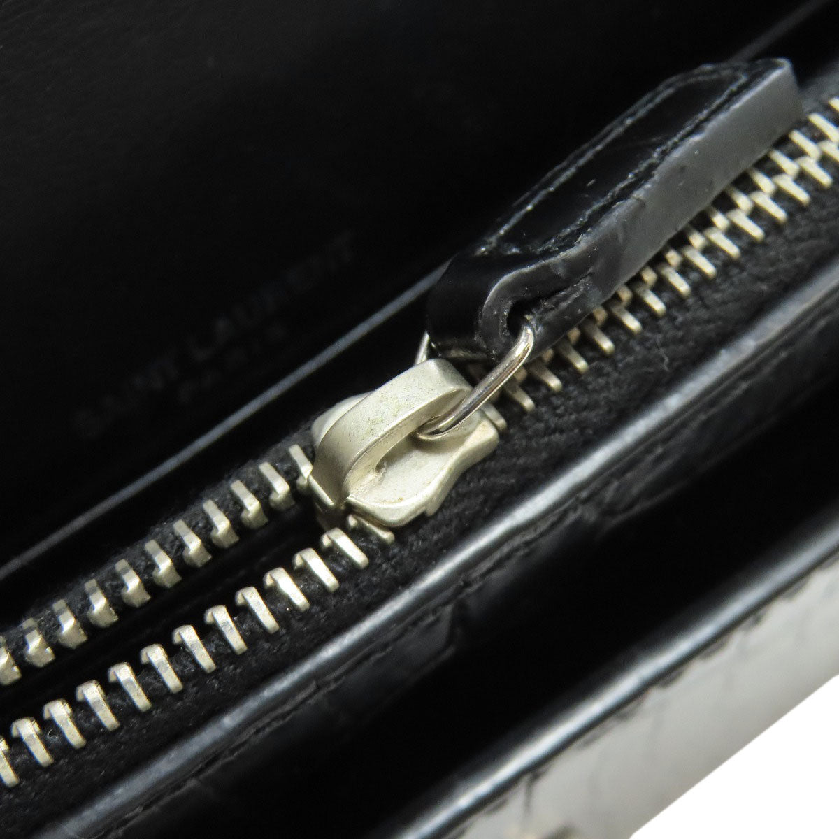 YVES SAINT LAURENT Chain Wallet Embossed Long wallet (with coin pocket) Calf Ladies [Used]