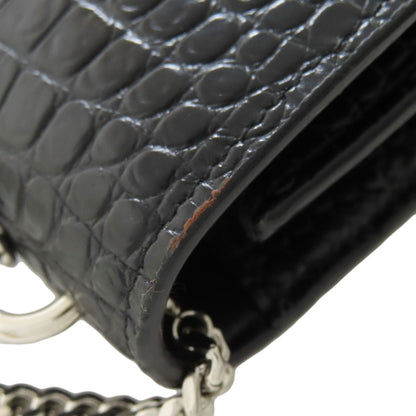 YVES SAINT LAURENT Chain Wallet Embossed Long wallet (with coin pocket) Calf Ladies [Used]