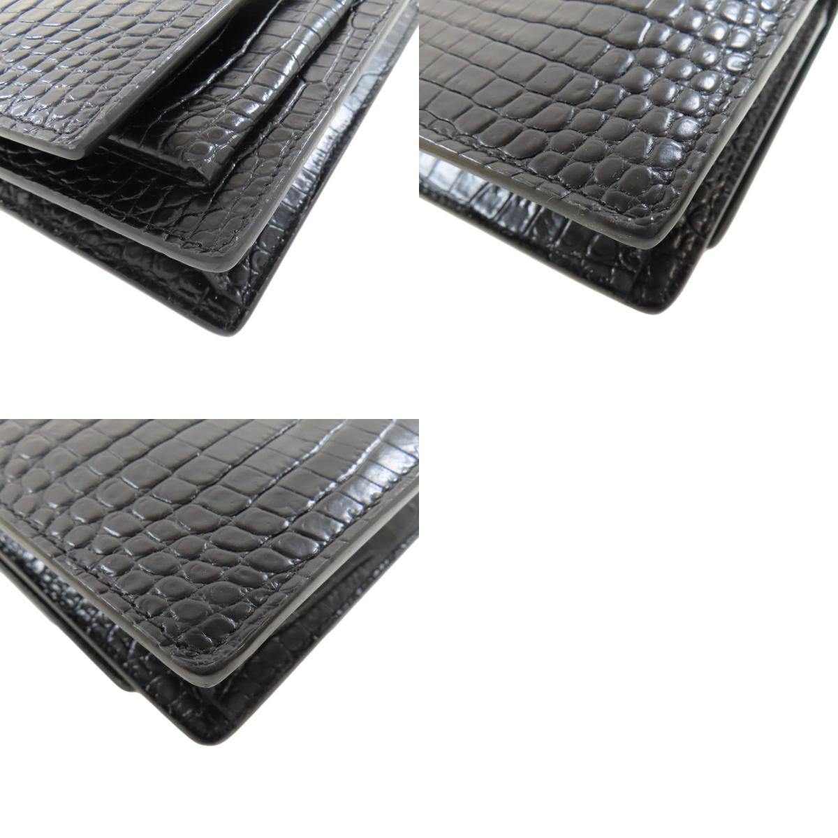 YVES SAINT LAURENT Chain Wallet Embossed Long wallet (with coin pocket) Calf Ladies [Used]