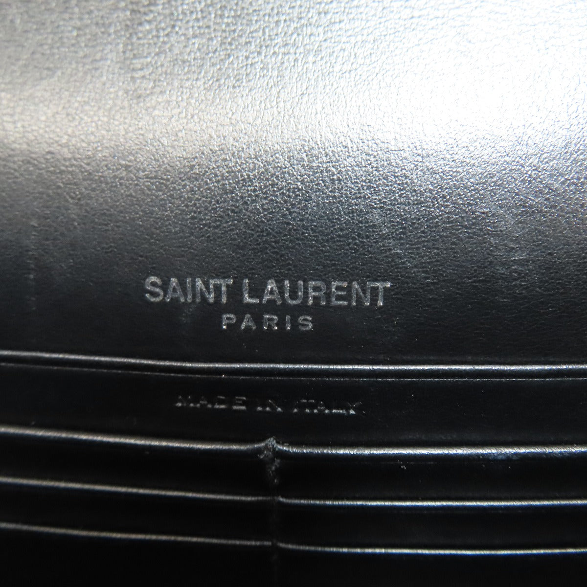 YVES SAINT LAURENT Chain Wallet Embossed Long wallet (with coin pocket) Calf Ladies [Used]