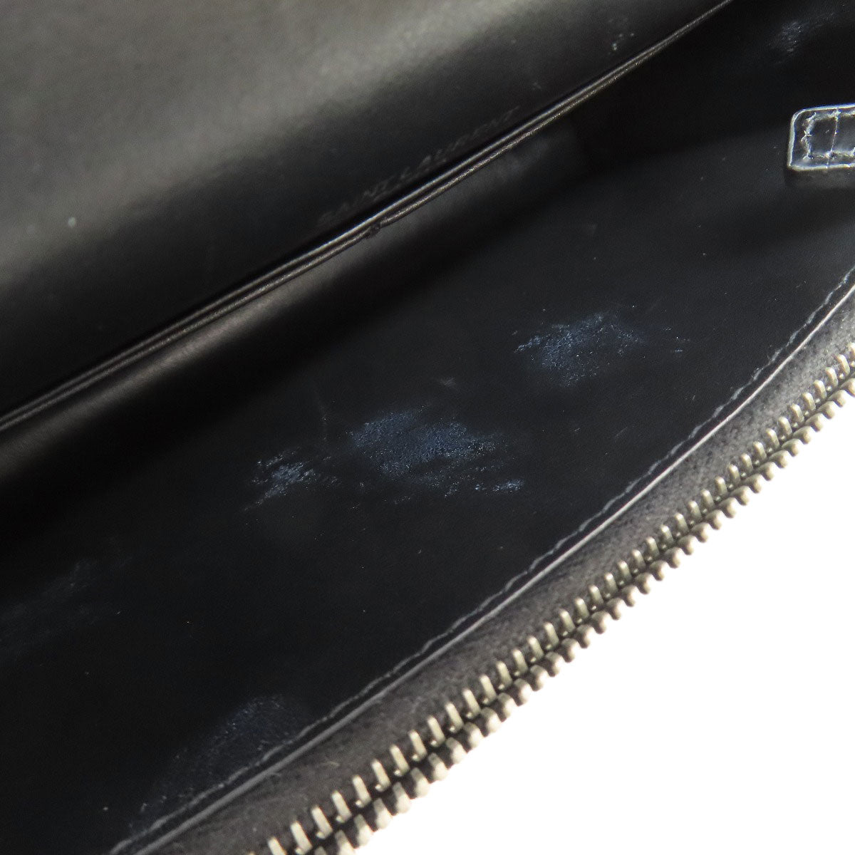 YVES SAINT LAURENT Chain Wallet Embossed Long wallet (with coin pocket) Calf Ladies [Used]