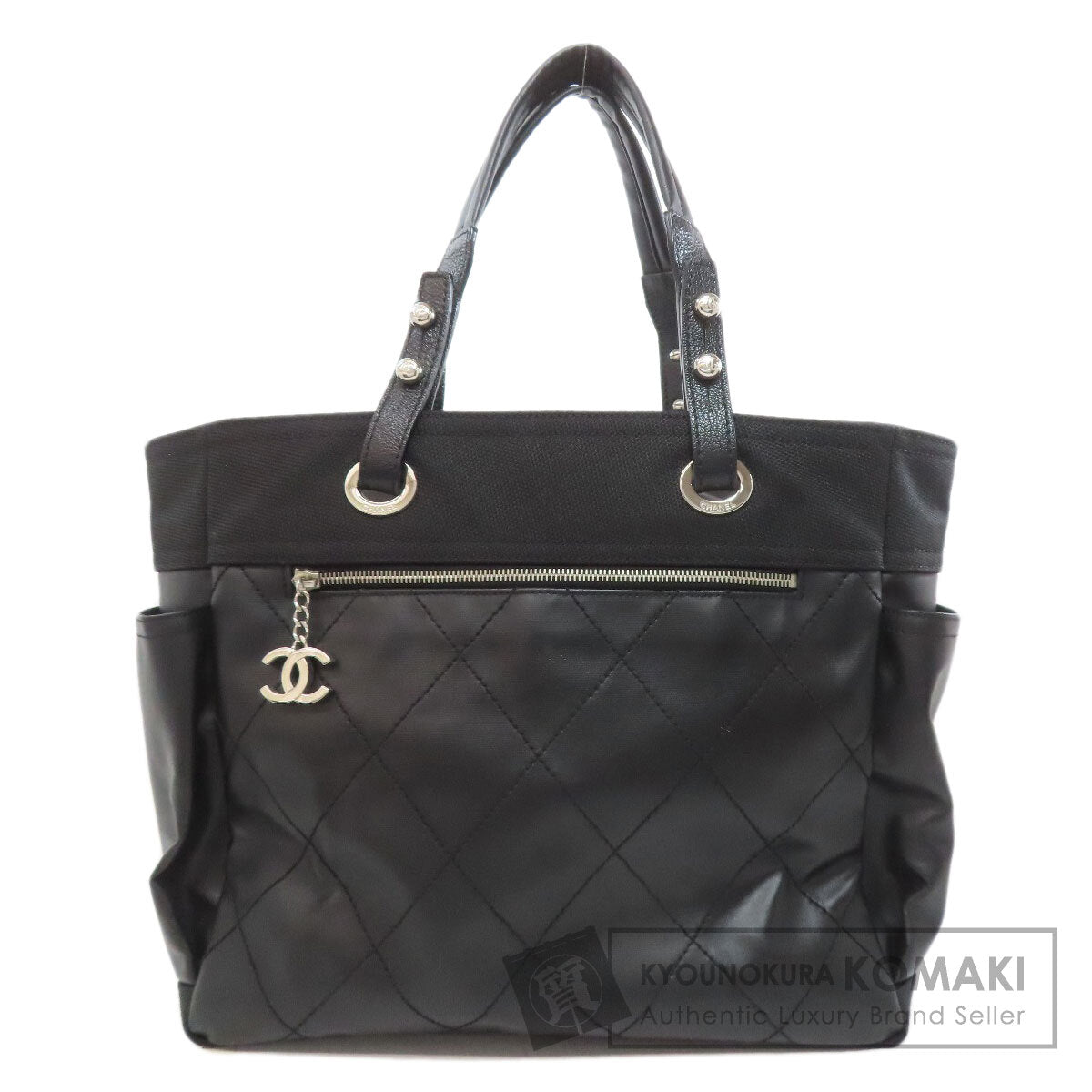 CHANEL Paris Biarritz SilverHardware Tote Bag Calf Ladies [Used]