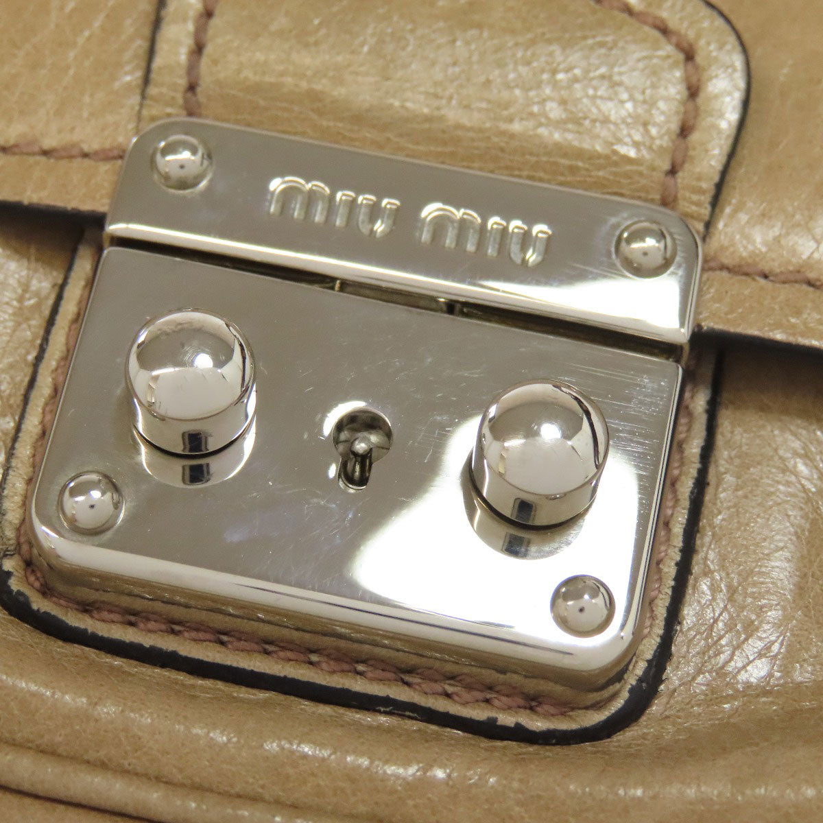 MIUMIU logo Shoulder Bag Leather Ladies [Used]