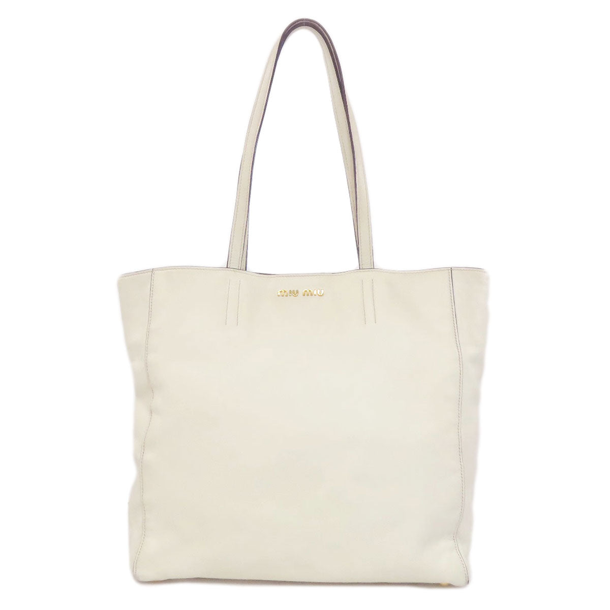 MIUMIU logo Tote Bag Leather Ladies [Used]