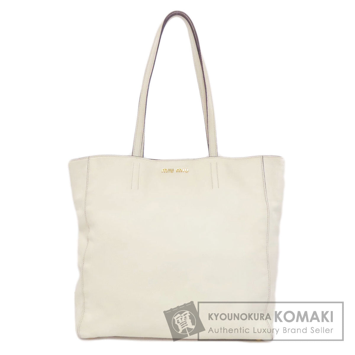 MIUMIU logo Tote Bag Leather Ladies [Used]