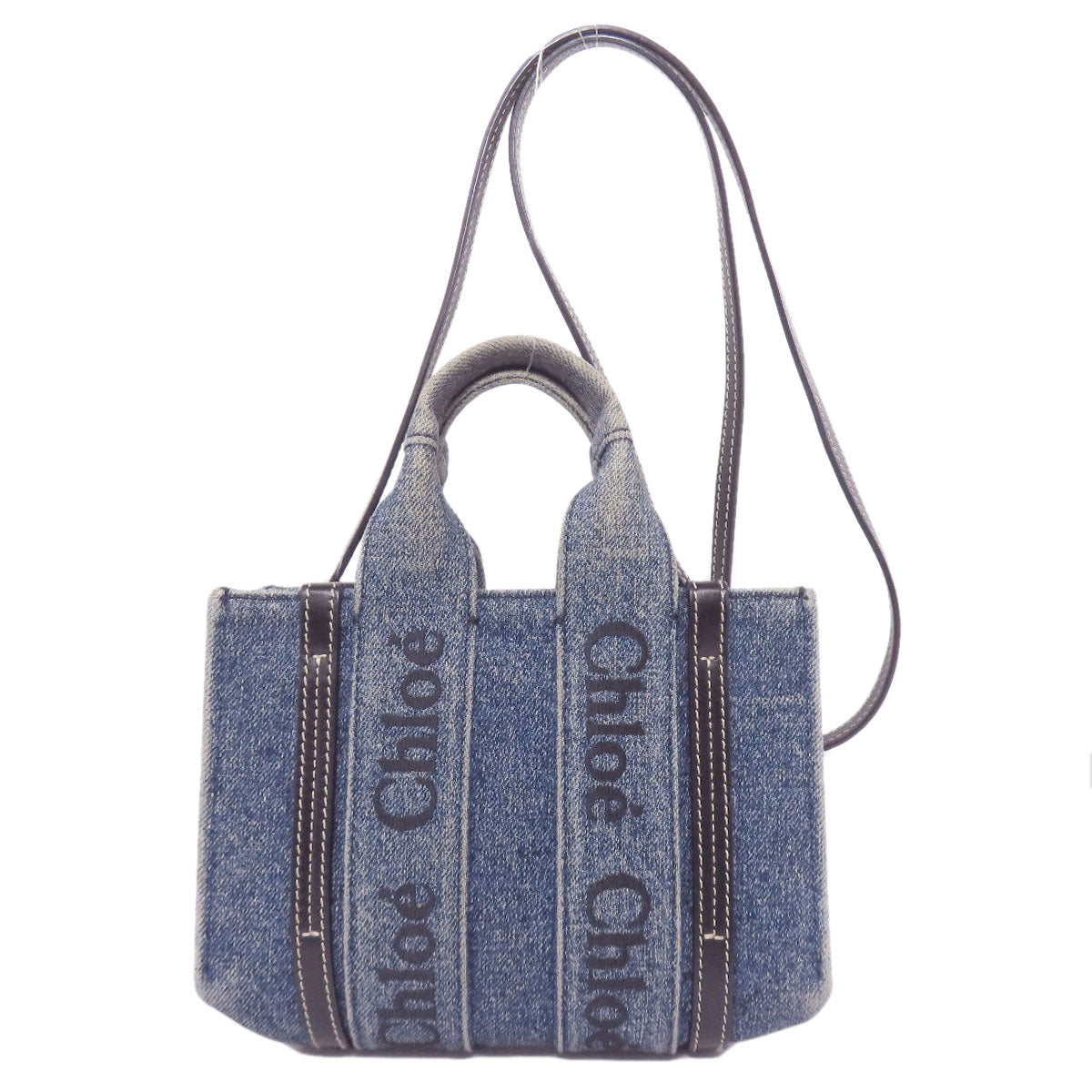 CHLOE Woody Mini 2WAY Handbag Denim CalfLadies [Used]