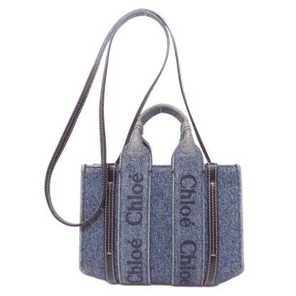 CHLOE Woody Mini 2WAY Handbag Denim CalfLadies [Used]