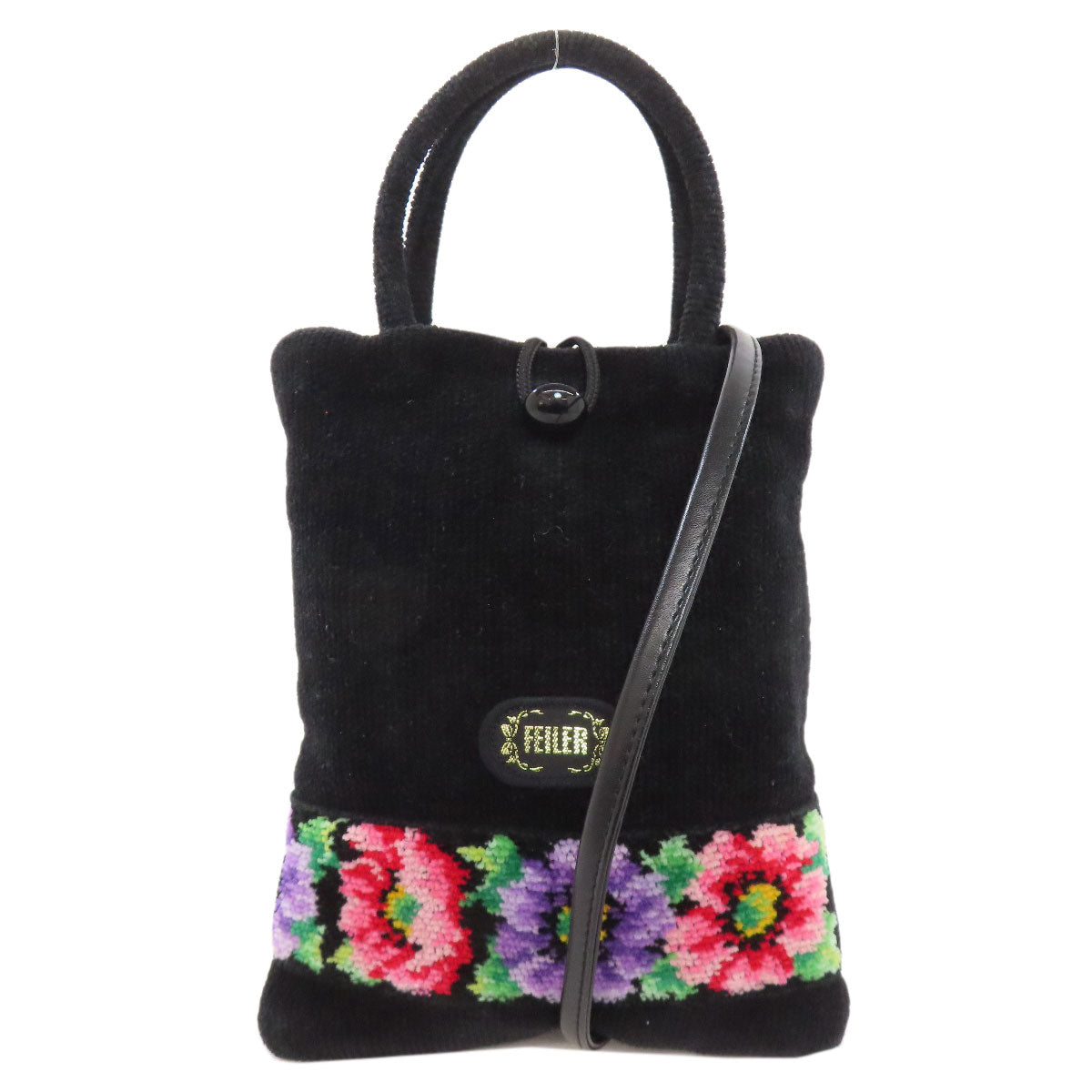FEILER Flower motif 2WAY Shoulder Bag pile Ladies [Used]