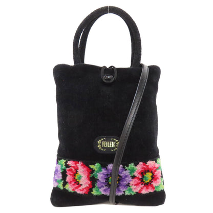 FEILER Flower motif 2WAY Shoulder Bag pile Ladies [Used]
