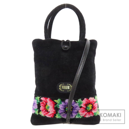 FEILER Flower motif 2WAY Shoulder Bag pile Ladies [Used]