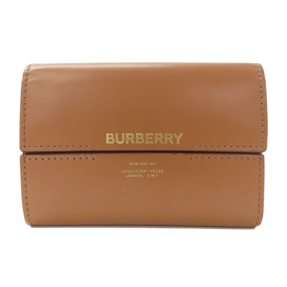BURBERRY logo Bifold Wallet No Coin Pocket Leather Ladies [Used]