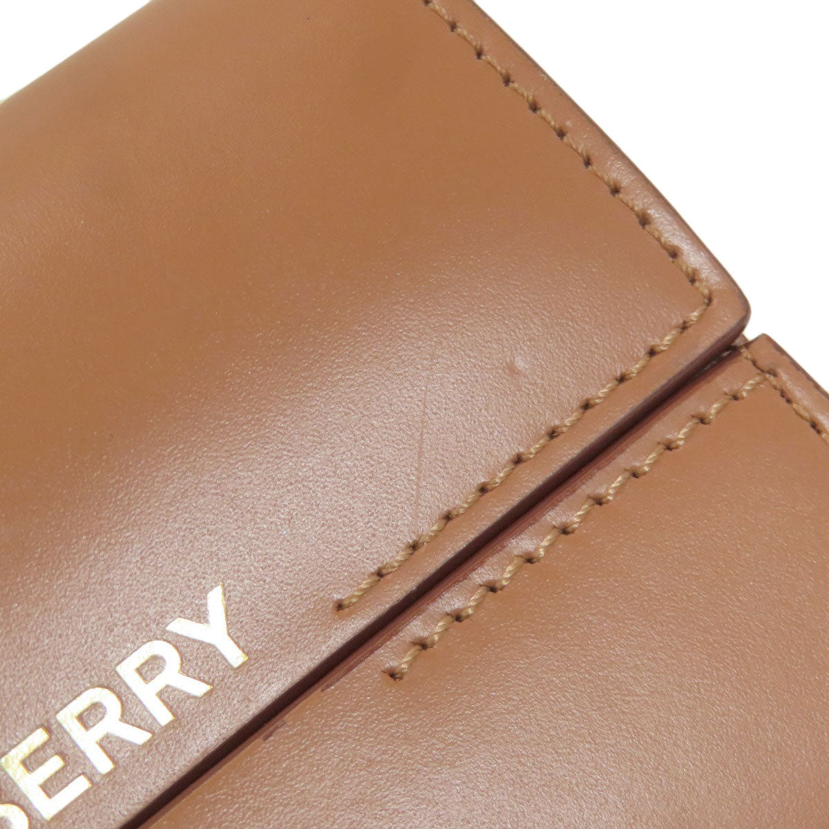 BURBERRY logo Bifold Wallet No Coin Pocket Leather Ladies [Used]