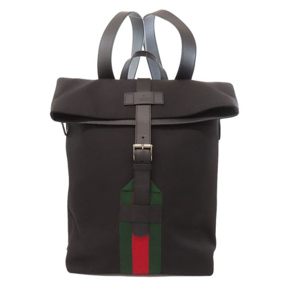 GUCCI 619749 Sherry line Backpack Â· Daypack Nylon canvas LeatherLadies [Used]