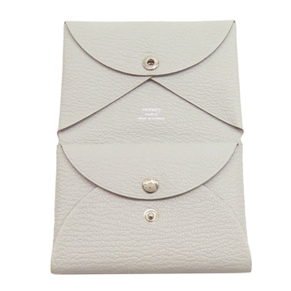 HERMES Calvi Duo SilverHardware Card Case Chevre Ladies [Used]