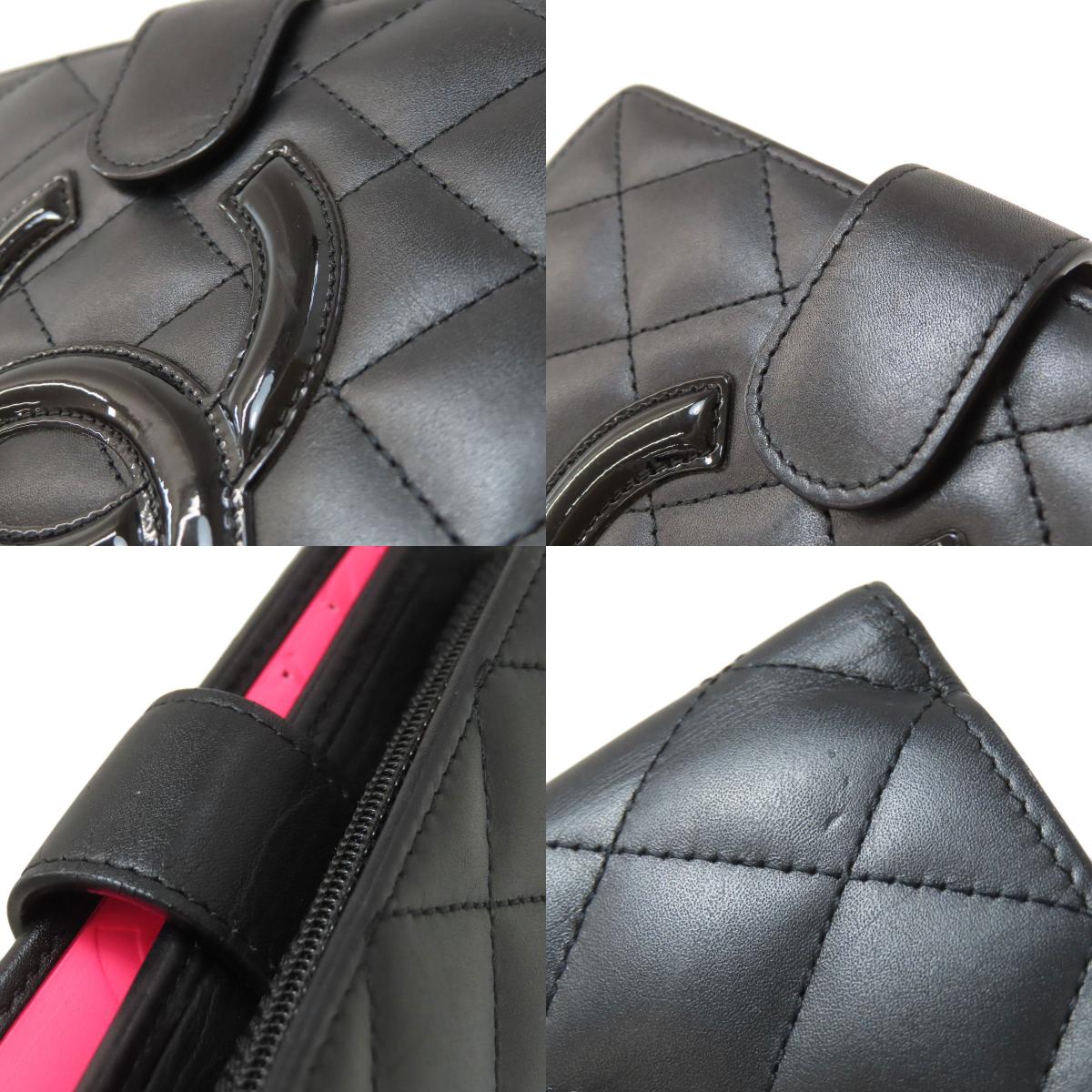 CHANEL CAMBON LINE SilverHardware Bifold Wallet with Coin Pocket Calf Ladies [Used]