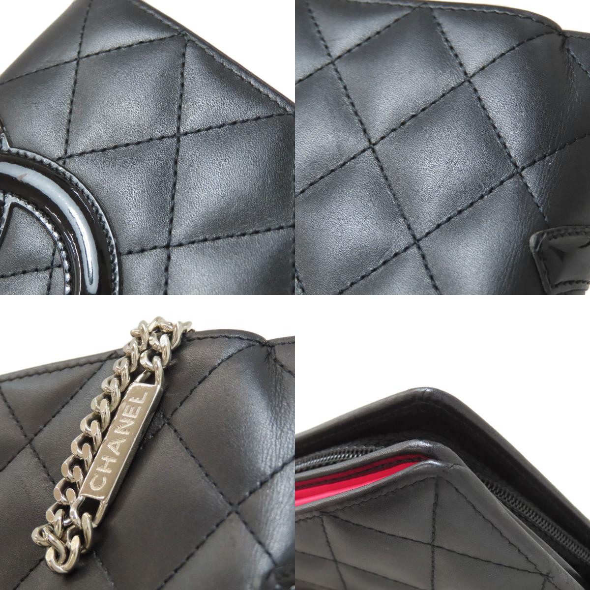 CHANEL CAMBON LINE SilverHardware Bifold Wallet with Coin Pocket Calf Ladies [Used]