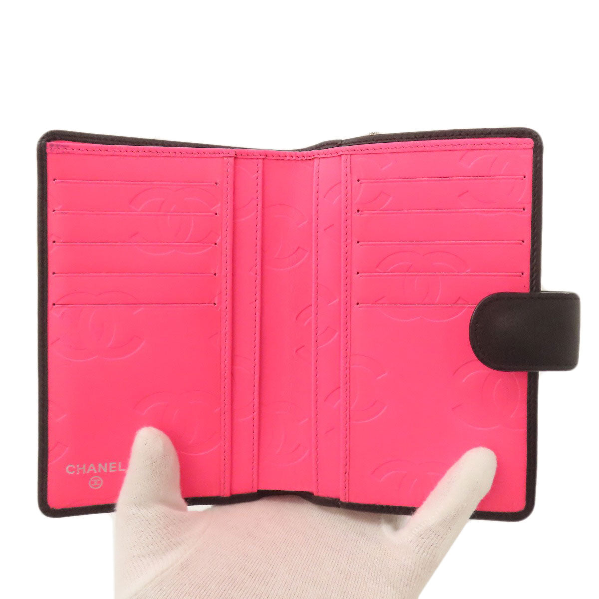 CHANEL CAMBON LINE SilverHardware Bifold Wallet with Coin Pocket Calf Ladies [Used]