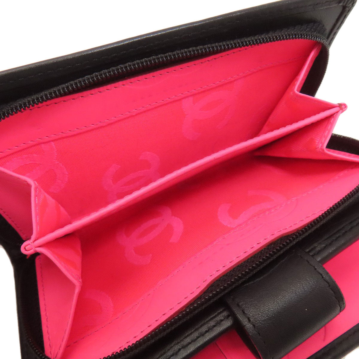 CHANEL CAMBON LINE SilverHardware Bifold Wallet with Coin Pocket Calf Ladies [Used]