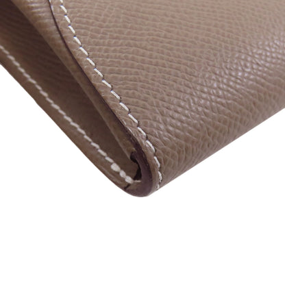 HERMES Shane Dunkle To-Go Etoupe Gold Hardware Long wallet (no coin pocket) Epsom Ladies [Used]
