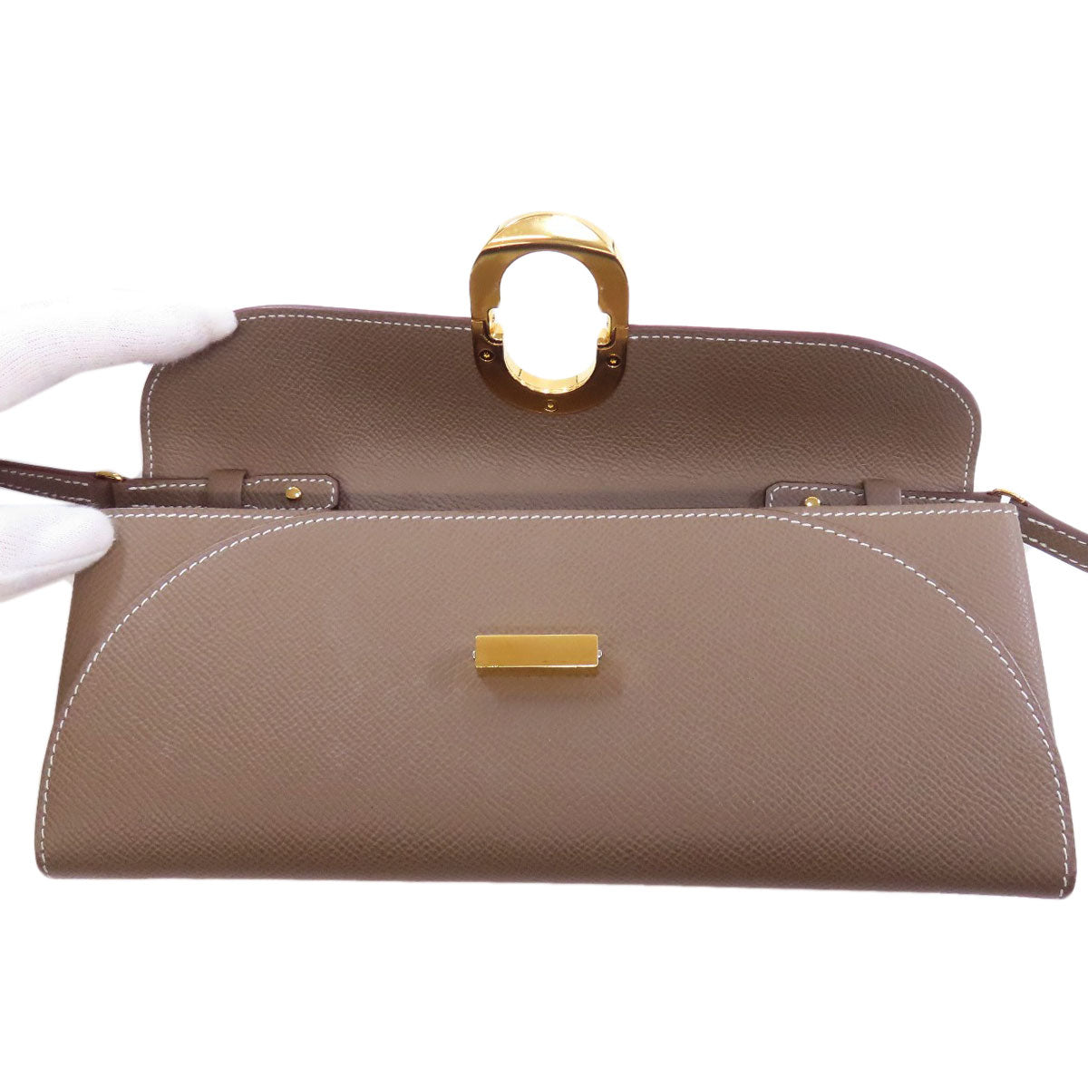 HERMES Shane Dunkle To-Go Etoupe Gold Hardware Long wallet (no coin pocket) Epsom Ladies [Used]