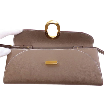 HERMES Shane Dunkle To-Go Etoupe Gold Hardware Long wallet (no coin pocket) Epsom Ladies [Used]