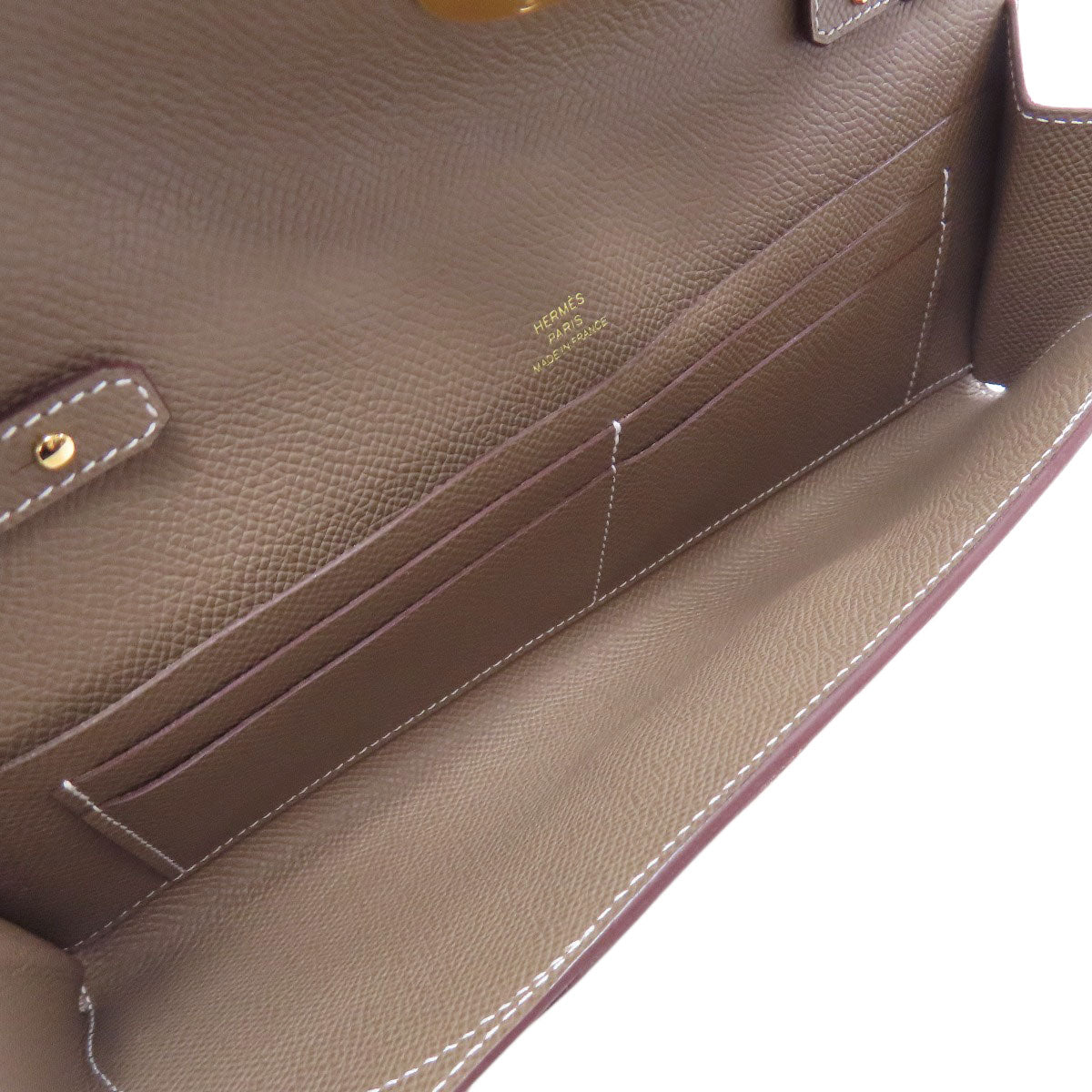 HERMES Shane Dunkle To-Go Etoupe Gold Hardware Long wallet (no coin pocket) Epsom Ladies [Used]
