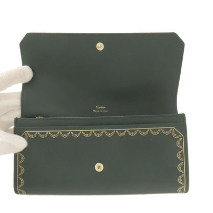CARTIER Garland de Cartier Long wallet (with coin pocket) Leather Ladies [Used]