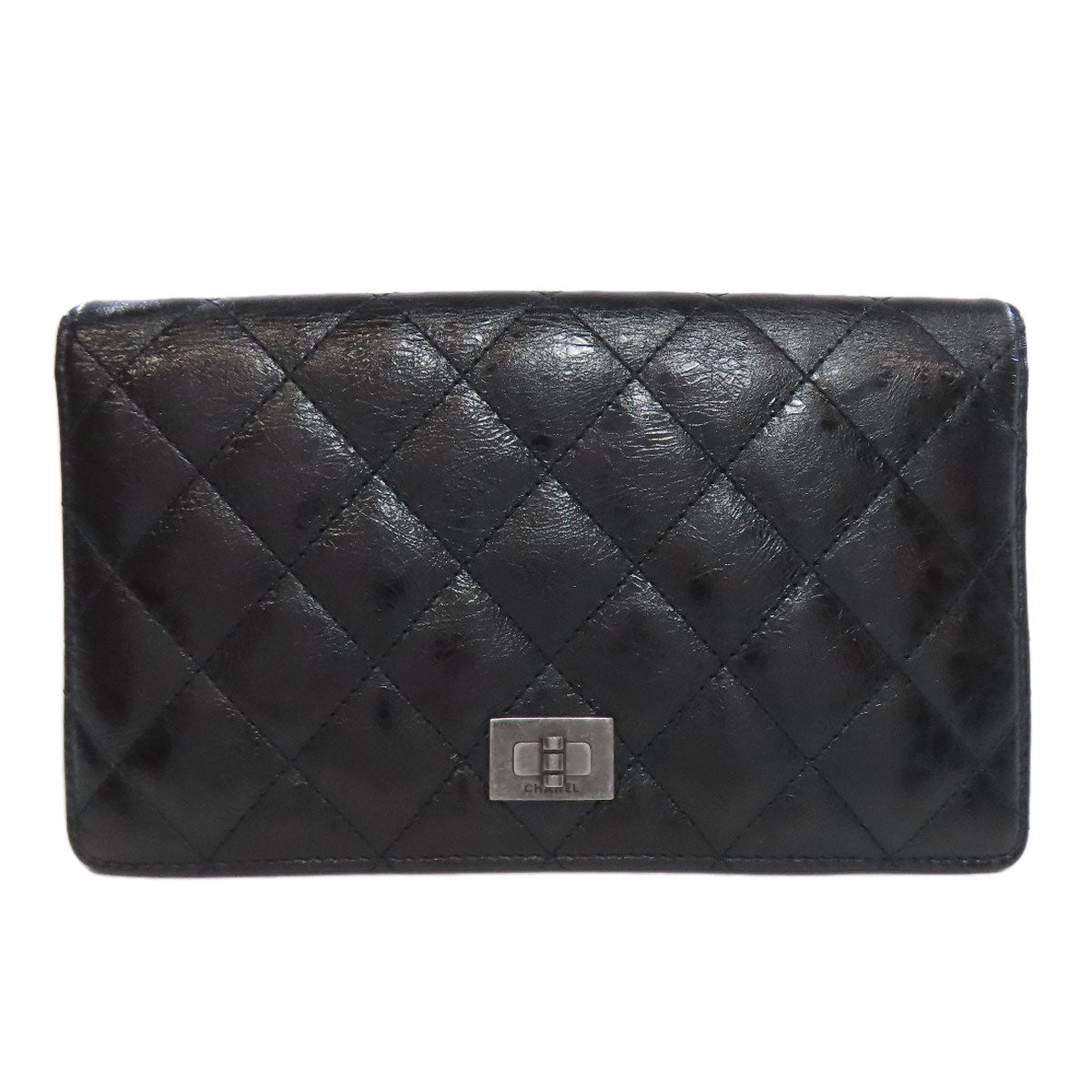CHANEL 2.55 Matelasse SilverHardware Long wallet (with coin pocket) Calf Ladies [Used]