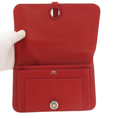 HERMES Dogon GM SilverHardware Long wallet (with coin pocket) Taurillon Clemence Ladies [Used]
