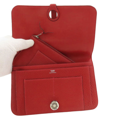 HERMES Dogon GM SilverHardware Long wallet (with coin pocket) Taurillon Clemence Ladies [Used]