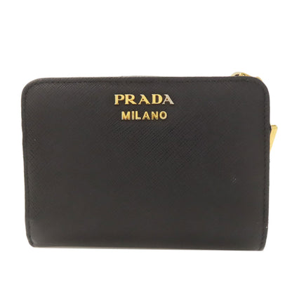 PRADA Triangle Charm Bifold Wallet with Coin Pocket Safiano Ladies [Used]