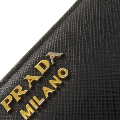 PRADA Triangle Charm Bifold Wallet with Coin Pocket Safiano Ladies [Used]