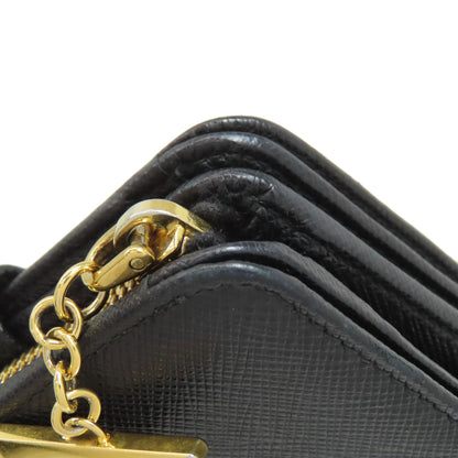 PRADA Triangle Charm Bifold Wallet with Coin Pocket Safiano Ladies [Used]