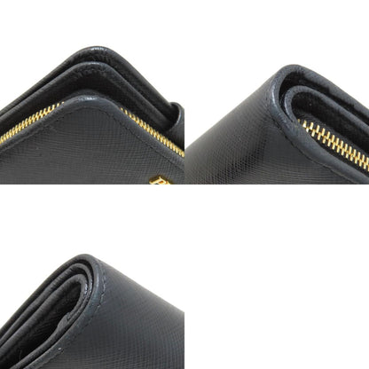 PRADA Triangle Charm Bifold Wallet with Coin Pocket Safiano Ladies [Used]